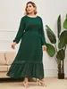 Ethnische Kleidung Sommer muslimische Frauen Kleid O Hals voller Länge Schnürung elegante islamische marokkanische Kaftan lose Plus Maxi Größe Abayas 2023