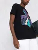 Isabel Marant Женская дизайнерская футболка Legal Style Color Blocking and Contrast Классический красочный принт Хлопок с круглым вырезом Модные топы Женская футболка с коротким рукавом