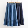 Spodnie 2023 Kobiety dżinsy długie spódnice elastyczne talia plisowane maxi studenci plażowe zabytkowe letnie słodkie dżinsy