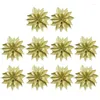 Décorations de Noël 10pcs Mode Glitter 2 Couche Mini Têtes de fleurs artificielles pour la décoration de mariage à la maison Scrapbooking DIY Fleurs d'arbre