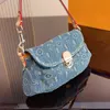 Kvällspåsar designer kvinnor mini ganska denim axel väska france lyx varumärke l monogram blommor tryckt duk underarm handväska lady dubbel remmar crossbody