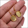 Other 12Mm Tray Bezel Cabochon Stone Earring Base Hook Blank Setting Components Pendant Ear Bases Findings For Diy Glass Cameo Jewe Dhk8C