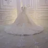 Hochzeitskleid 2023 Perlen Ballkleid Kleider V-Ausschnitt Langarm Perlen Spitze Applikationen Brautkleider Plus Size Robes De Ma