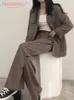 レディースツーピースパンツエーレガントミス春秋女性用カジュアルブレザージャケットパンツセット韓国ファッションオフィスウェアアウトフィット女性230216