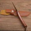 Hot G2378 Coltello dritto di sopravvivenza 8Cr13Mov Modello laser Bade Full Tang Manico in legno Campeggio esterno Escursionismo Coltelli da caccia con fodero in pelle