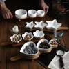 Servis uppsättningar keramisk platta set middagsbricka godis maträtt kreativa platos uppdelat prato mellanmål med bambusmatta jul 3pcs/set