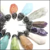 Charms f￤rgpl￤tering l￤kande kristallpelare charm kvarts bl￥ gul lila vit semiprecious stenh￤nge diy smycken g￶r droppe dhowu