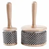 Batteria Percussioni Cabasa in legno Catena con perline in metallo Cilindro Pop Hand Shaker Strumento a percussione per fascia in classe di medie dimensioni 230216