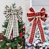 Decorazioni natalizie Plaid Bow Wreath Holiday Artigianato fai-da-te Decorazioni per porte Ornamenti bowknot per decorazioni per la festa nuziale di Topper per albero