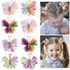 Hair Accessories Butterfly Clips For Baby Girls Gradient Flocking Hairpins Headdress Children Kids Barrette Ornaments