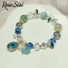 Charm Bracelets Rose Sisi Korean Bracelet For Women Preserved Flower Drop Pendant Dried Jewelry Woman Friendship Gift