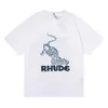 デザイナーファッション夏のメンズTシャツを購入する女性用のrhudeデザイナートップスレターポロス刺繍Tシャツ衣類