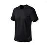 T-shirts pour hommes 2023 hommes minces non marquants mince col en v bas mode à manches courtes glace soie été couleur unie T-Shirt