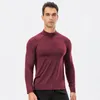 LL Uomo Manica lunga Colletto alla coreana Polo Collant ad alta elasticità Corsa Fitness Allenamento Quick Dry Abbigliamento da palestra Primavera Autunno Top T43656