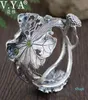 Vya 925 Sterling Silver Cuff armband voor vrouwen Thaise vintage Lotus Leaf Open Bangles Sieraden 2105129094625