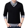 Men's Sweaters Contrast Colors Fantastic Lightweight Men Sweater Simple Winter Pullover For Home