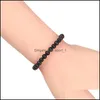 Pulseras con dijes 6 mm 8 mm 10 mm cuentas de piedra volcánica natural hebra negra lava hombres pulsera aromaterapia aceite esencial difusor brazalete Dhyae