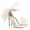 Mode romantique mariage mariée Aveline sandales chaussure sexy femmes talons hauts maille arcs gladiateur Sandalias Averly talon aiguille blanc robe chaussures soirée dame pompes