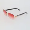 Original schwarz marmorierte Büffelhorn-Sonnenbrille für Damen, quadratisch, randlos, Designer-Unisex-Sonnenbrille, Spiegelbrille, luxuriöse Horn-Brillenfassung für Herren, Größe 57
