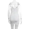 Casual jurken zomer hollow out v-neck sexy backless witte feestjurk vrouwen elegante slanke mouwloze strand mini boho avond