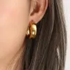 Boucles d'oreilles larges en acier inoxydable plaqué PVD pour femmes, polissage fin de base pour femmes, bijoux sans ternissement 230215