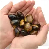 Stone Natural Crystal Tigers Eye Ornaments Carved 25X10Mm Heart Chakra Reiki Healing Quartz Mineral Tumbled Gemstones Hand Home Deco Dhqig