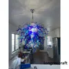 Briliant Cobalt Blue Color Tiered Lamps di32/40 بوصة LED مستوحاة من التدفق المصنوع يدويًا من الزجاج المنفجر الثريا منزلية الثريا LR163