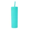 16oz Acrylic Skinny Tumblers Matte Colored Acrylic Tumblers with Lids and Straws Double Wall Plastic Tumblers With FREE Straw Reusable Cup 09