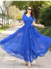 Plus size jurken Boheemian Beach Holidays Stom Sundress Flying Clothing Chiffon Losse elegante vestido gewaden dame lange kleding riem die