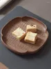 Assiettes à gâteaux faites à la main, en bois entier, petit plat, plateau de service créatif, soucoupe en noyer noir carrée de 15CM