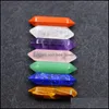 Stone Hexagon Prism Reiki Healing 7 Chakra Set Natural Pillar Palm Quartz Mineral Crystal Tumbled Gemstone Hand Piece Home Decoratio Dhfci