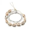 Bracelets de cheville Boho multicouches en coquillage naturel pour femmes, Vintage, couleur argent, cœur, bracelet à breloques sur la jambe, bijoux de pied