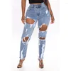 Women's Jeans Woman's Woman Feminina High Waist Fashion Women Denim Hole Female Stretch Slim Sexy Pencil Pant