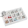 Jewelry Pouches 15 Grids Rings Earrings Display Boxes Gray Color Velvet Organizer Holder Case Women Makeup Storage Casket 22 14 3cm