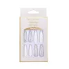 24pcs/set false Nails Matte Glitter longfoin Ballerina Detachable Full Cover Press Jelly Glue Nail Tips