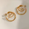 Hoop Huggie Whirl Circle Hollow Gold Earring Creative Design Texture Plated Jewelry Ladies Elagant S 230215