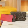 Multi Felicie Pochette, bolsos con cadena para mujer, cartera tipo mensajero, bolsos de cuero, bolso de hombro de alta calidad con flores, bolso cruzado