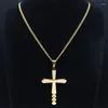 Collane con ciondolo Croce cristiana Acciaio inossidabile Lungo Grande Bibbia Gesù Collana con dichiarazione color oro Gioielli Collares Hombre N4523S05