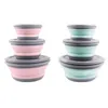 Lunchboxen 3 stks/Set Bowl -sets Siliconen Vouwdoos draagbare opvouwbare salade met deksel blauw WF12 230216