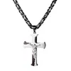 Chains Fitness Stainless Steel Vintage Runes Cross Pendant Hip Hop Men's Women's Necklace Jewelry With Byzantium Link Chain 18-40inch