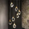 Chandeliers Nordic Luxury Staircase Decoration Led Chandelier Lighting Modern Duplex Restaurant Loft Ceiling Light K9 Crystal Hanging Lamps