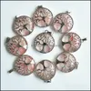 Charms Fashion Hollow Tree Healing Stone Charm Handmade Rose Quartz Chakra Hangers voor ketting sieraden maken groothandel Dr Dh6d4