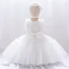 Sukienki dla dziewczynki białe dziecko 1 rok urodzin Dzieci dzieci chrzcie bown koronkowy sukienka na przyjęcie weselne