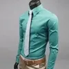 Мужские платья рубашки мода мужчина с твердым цветом кнопки с длинным рукавом вниз по рубашке тонкие формальные бизнес -топ маленький размер 230216