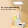 Bordslampor LED-skrivbordslampan Dimbar flexibel slang Hög ljusstyrka Illuminering Uppladdningsbar 2-i-1 iögonfallande läsning med pennhållare