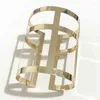 Bangle Gold Kolor Punk Women Big Wide Fashion oświadczenie puste geometryczne biżuterię Pulseru 62x75 mm