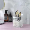 Förvaringslådor Makeup Brush Organizer Holder med dammtät lock Kosmetisk transparent akrylbox