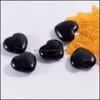 Ornamentos de obsidianos negros naturais de pedra esculpida 25x10mm cora￧￣o chakra reiki cura quartzo mineral ca￭do gemas de gemas decora￧￣o de casa dr dhq5t