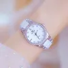 Montres-bracelets BS Style Céramique Montre Or Femmes Plein Diamant Dames De Luxe Casual Robe Bracelet Quartz