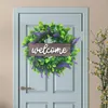 Decorative Flowers Lavender Wreath For Front Door Artificial Eucalyptus Garland Wooden Welcome Sign Floral Wedding Party Home